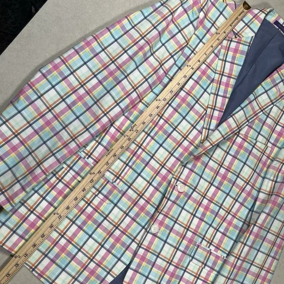 Alan Flusser Blazer Men's Plaid Sport Coat Blazer Sz 42R Academia Preppy Easter - Picture 7 of 8